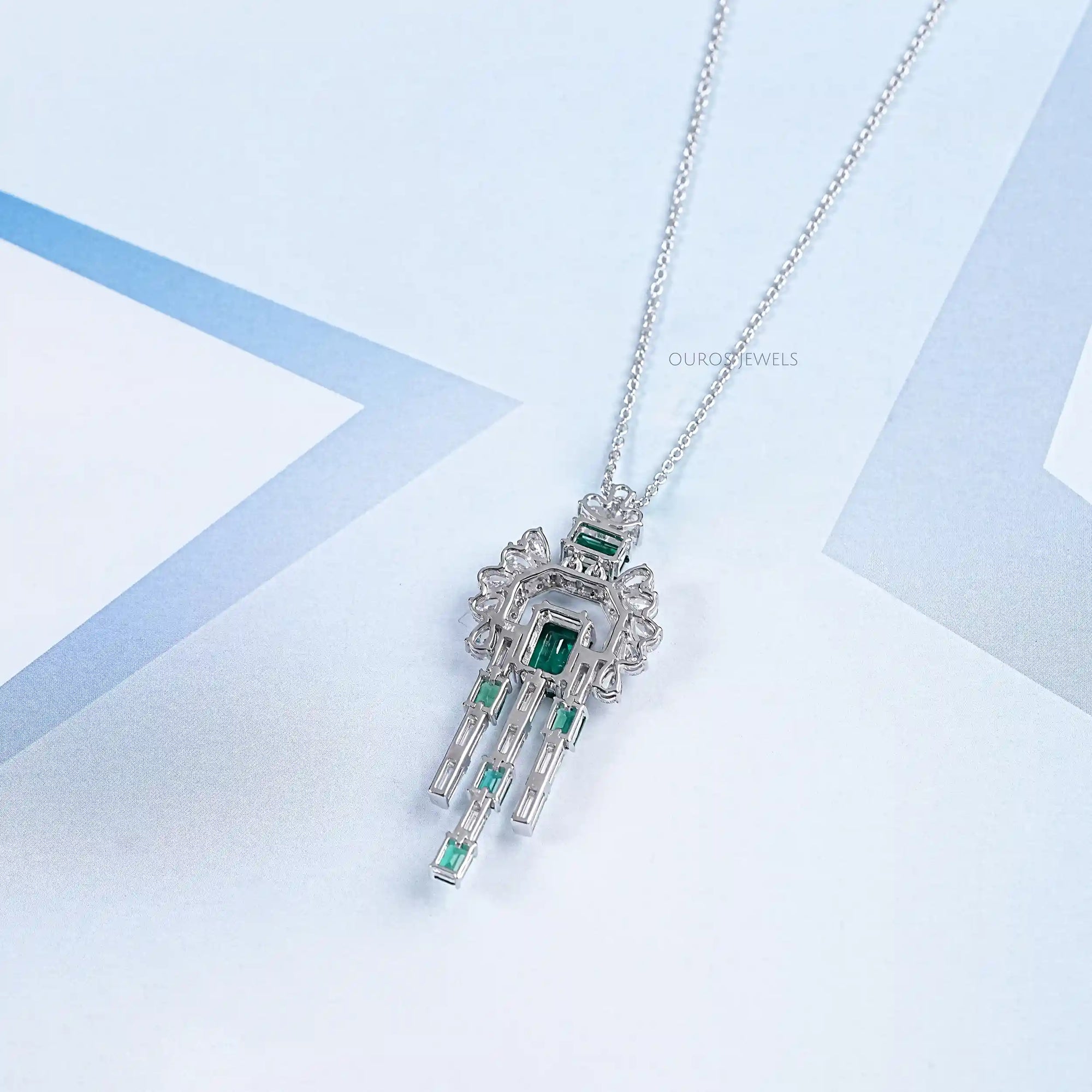 Cluster Diamond And Gemstone Pendant Necklaces