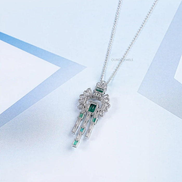 Cluster Diamond And Gemstone Pendant Necklaces