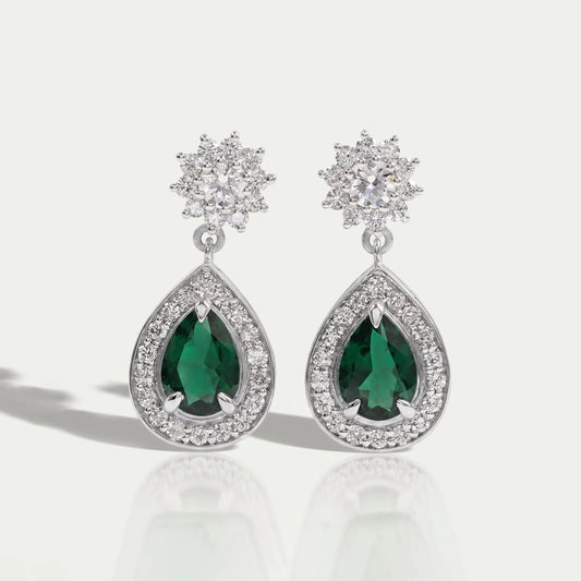Pear Shape Emerald Drop Earrings Earrings