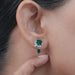 Green Asscher Gemstone And Marquise Diamond Drop Earrings