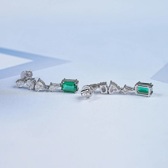 Emerald Gemstone Dangle Drop Earrings