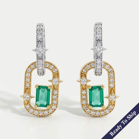 Two Tone Lab Diamond Linked Earrings Earring