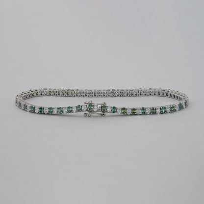 Green Oval Lab Diamond Tennis Bracelet
