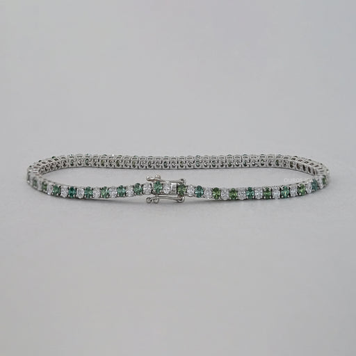 Green Oval Lab Diamond Tennis Bracelet