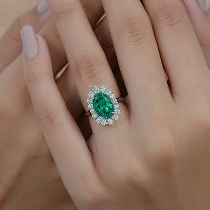 Oval Gemstone Halo Engagement Ring Ring