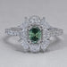 Oval Cut Green Half Moon Halo Engagement Ring Ring