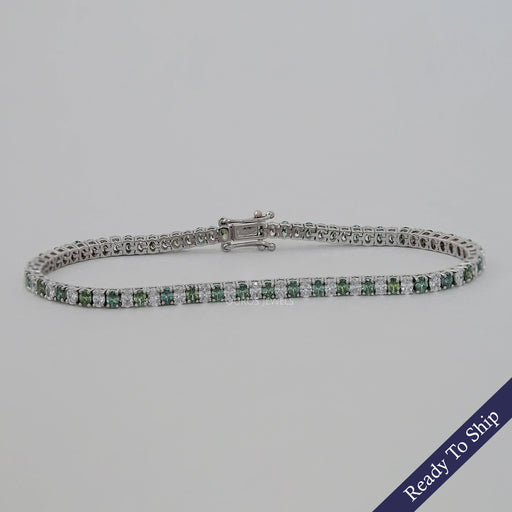 Green Oval Lab Diamond Tennis Bracelet