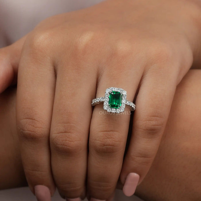 [Emerald Cut Colored Diamond Engagaement Ring]-[Ouros Jewels]