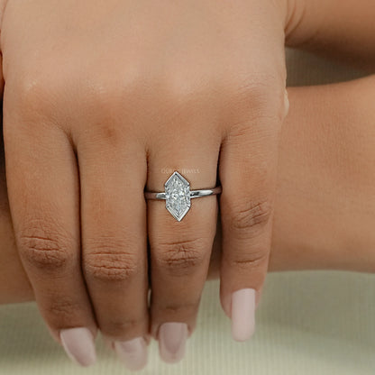 Half Bezel Dutch Marquise Diamond Solitaire Ring