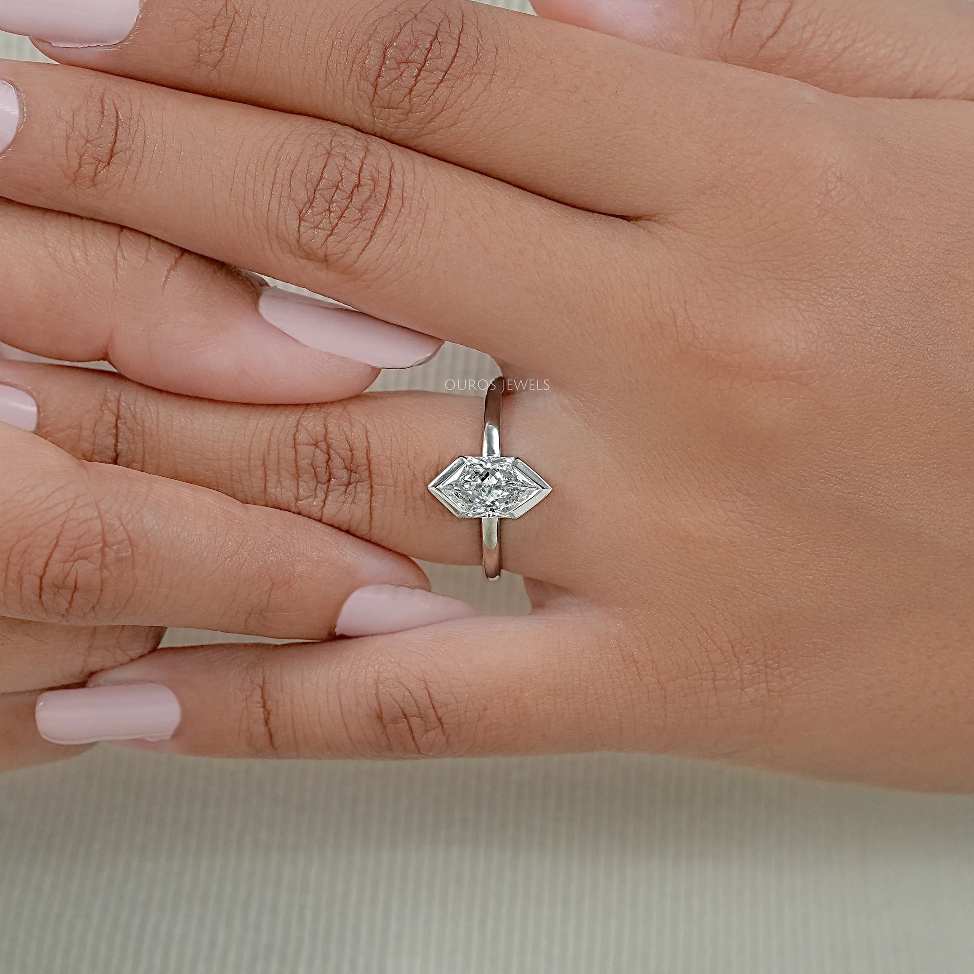 Half Bezel Dutch Marquise Diamond Solitaire Ring Ring