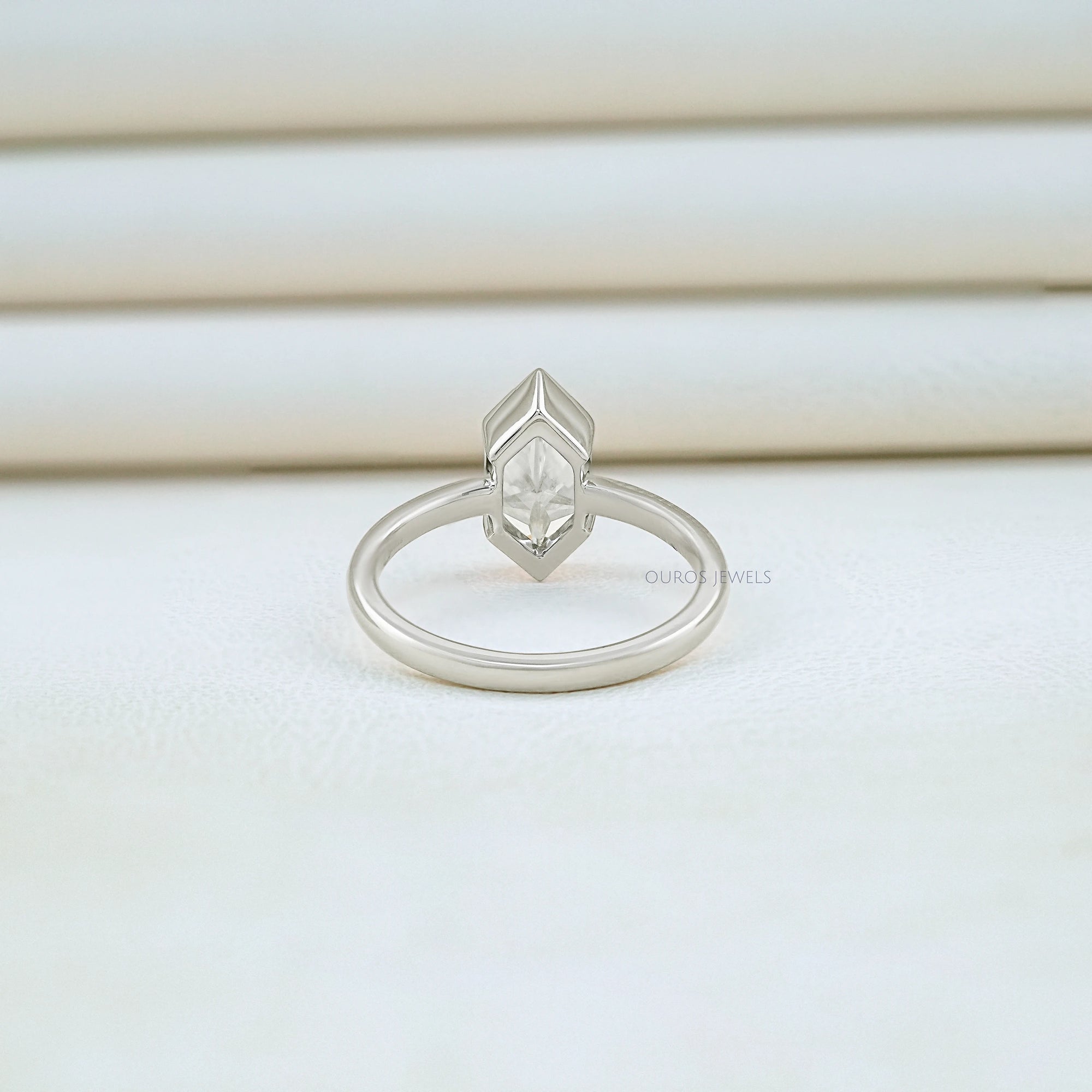 Half Bezel Dutch Marquise Diamond Solitaire Ring Ring