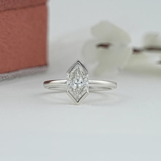 Half Bezel Dutch Marquise Diamond Solitaire Ring Ring