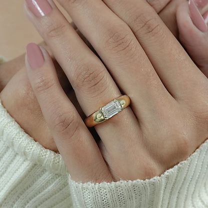 East West Emerald Lab Diamond Wide Band Ring