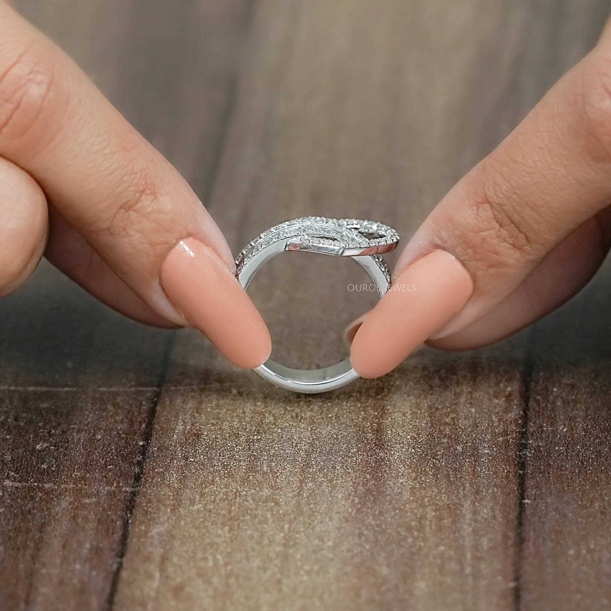 Heart Shape Baguette Half Eternity Band Ring