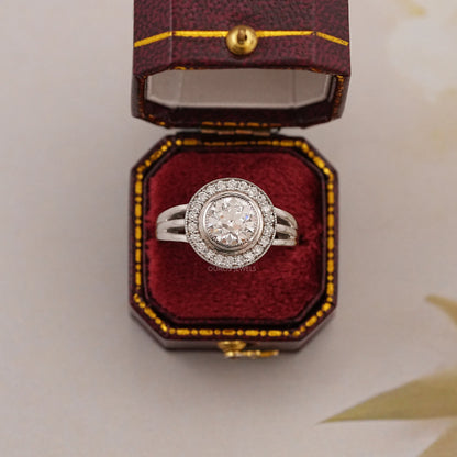 Old European Round Cut Split Shank Ring Ring