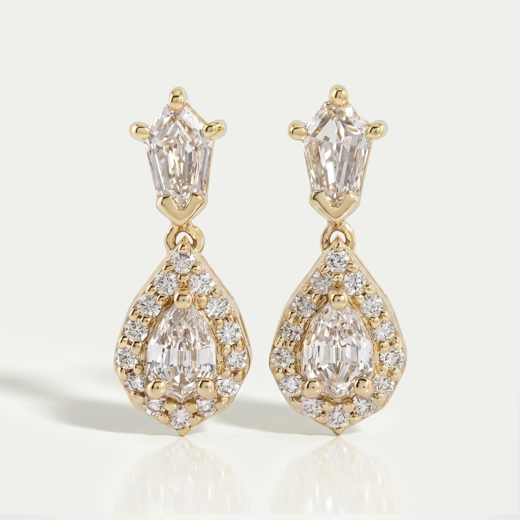 Halo Diamond Step Cut Pear Dangle Earrings Earring
