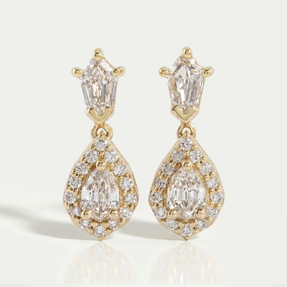 Halo Diamond Step Cut Pear Dangle Earrings Earring