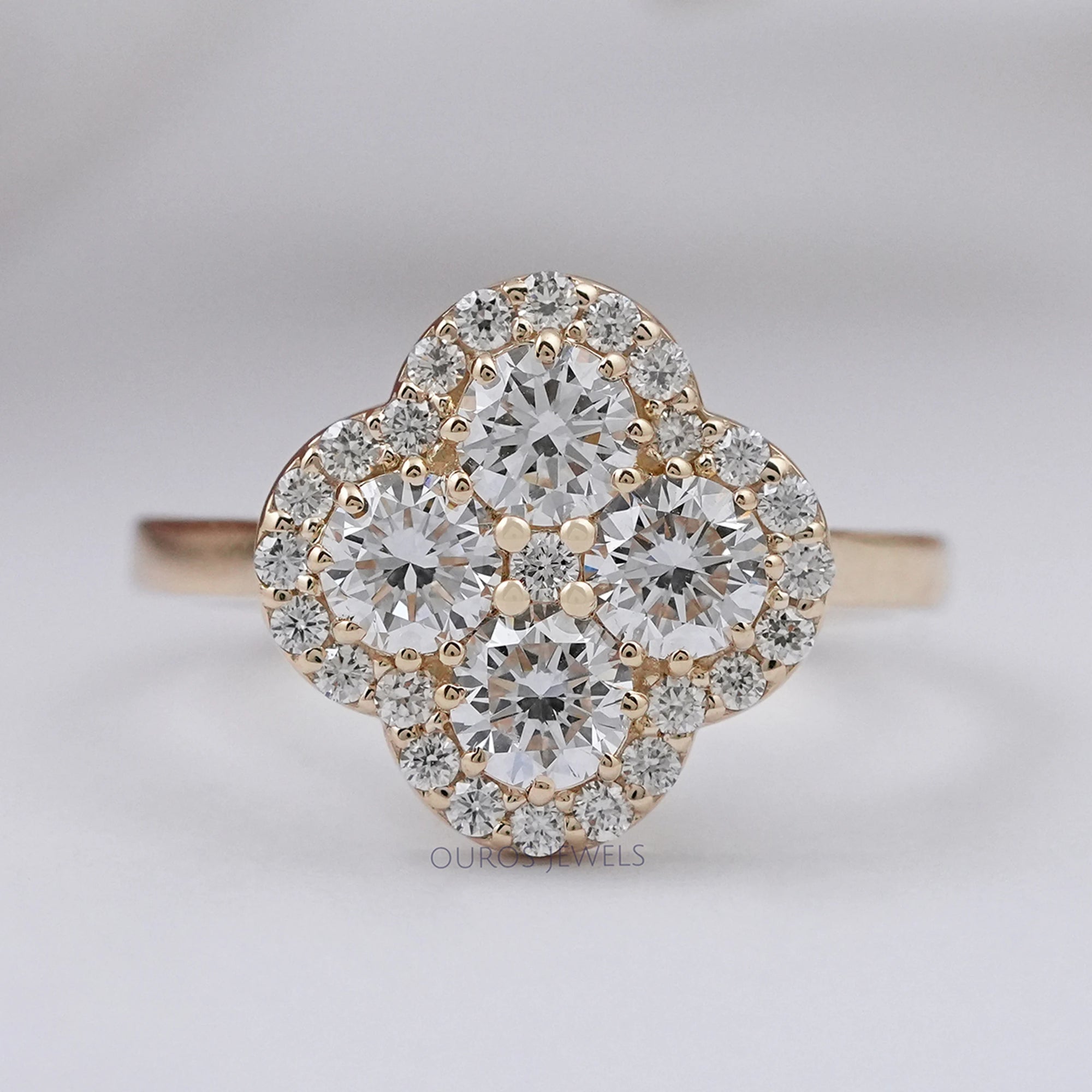 Halo Flower Shape Round Lab Diamond Anniversary Ring Ring
