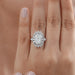 Elongated Cushion Halo Diamond With Baguette & Round Engagement Ring Rings