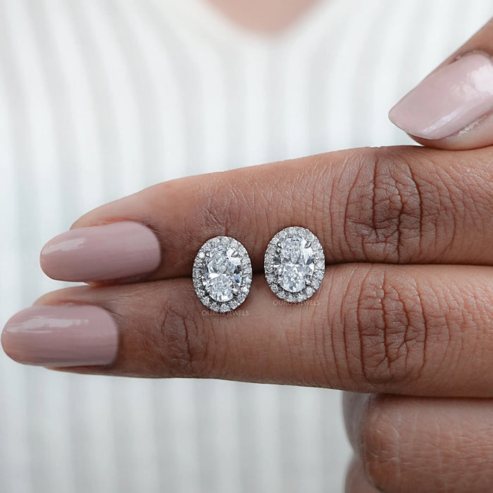 Oval Lab Diamond Halo Stud Earrings Earring