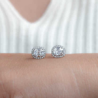 Old Mine Cushion Cut Halo Stud Earrings Earrings