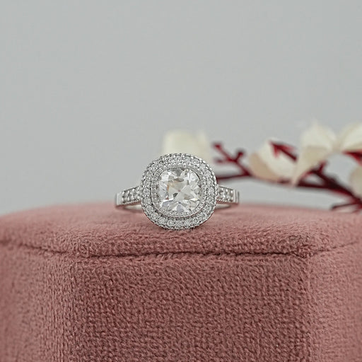 Old Mine Cushion Lab Diamond Halo Engagement Ring Rings