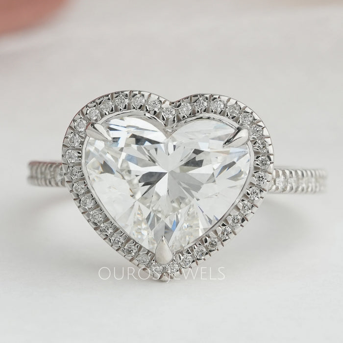Heart Cut Lab Grown Diamond Halo Engagement Ring