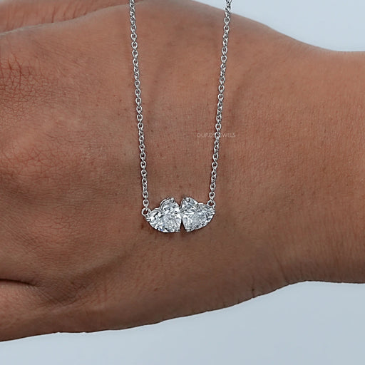 Heart Cut Lab Diamond Toi Et Moi Pendant Necklaces
