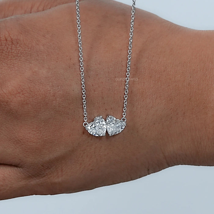 Heart Cut Lab Diamond Toi Et Moi Pendant Necklaces