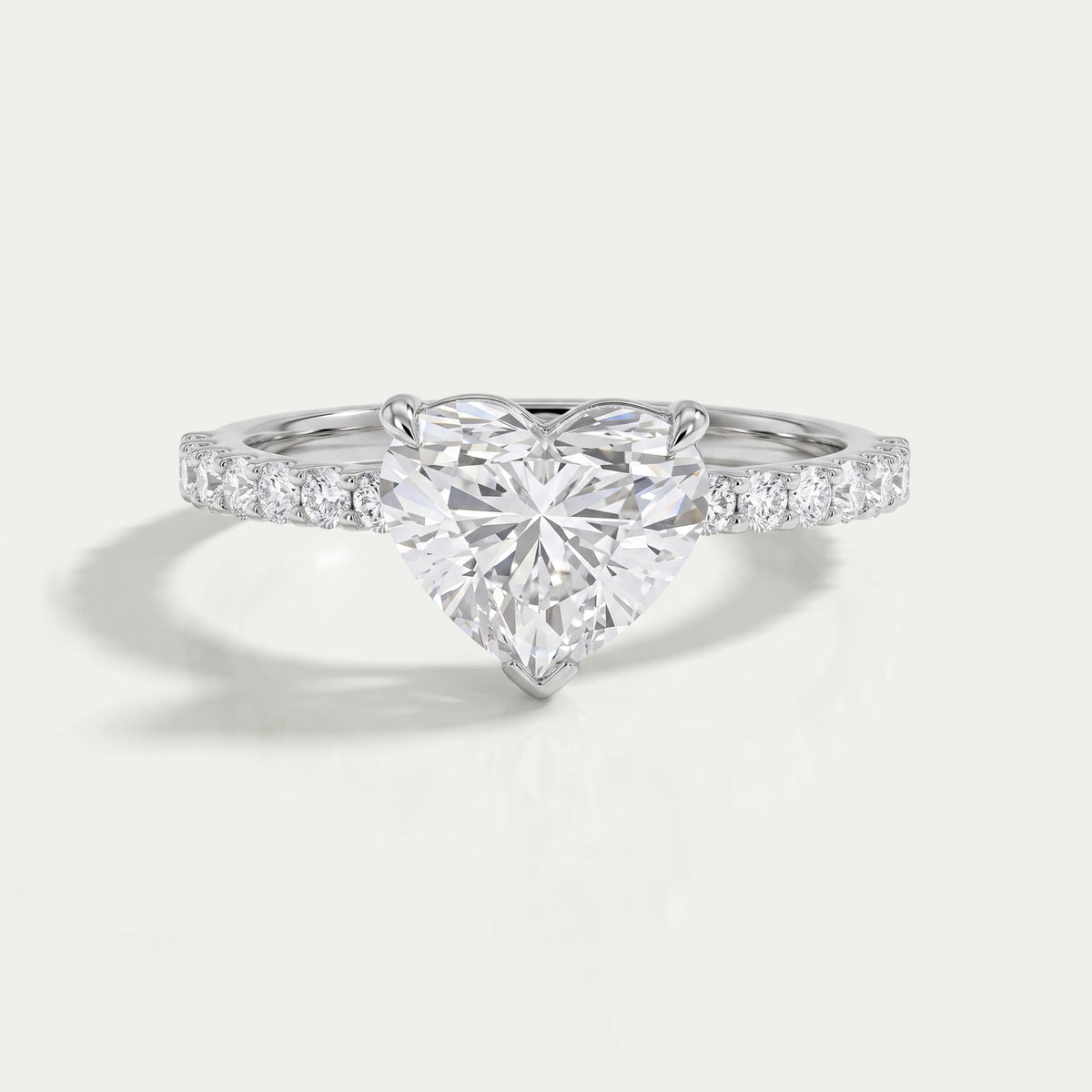 Heart Shaped Diamond Solitaire Accent Ring