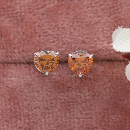 Red Heart Diamond Solitaire Stud Earrings Earring