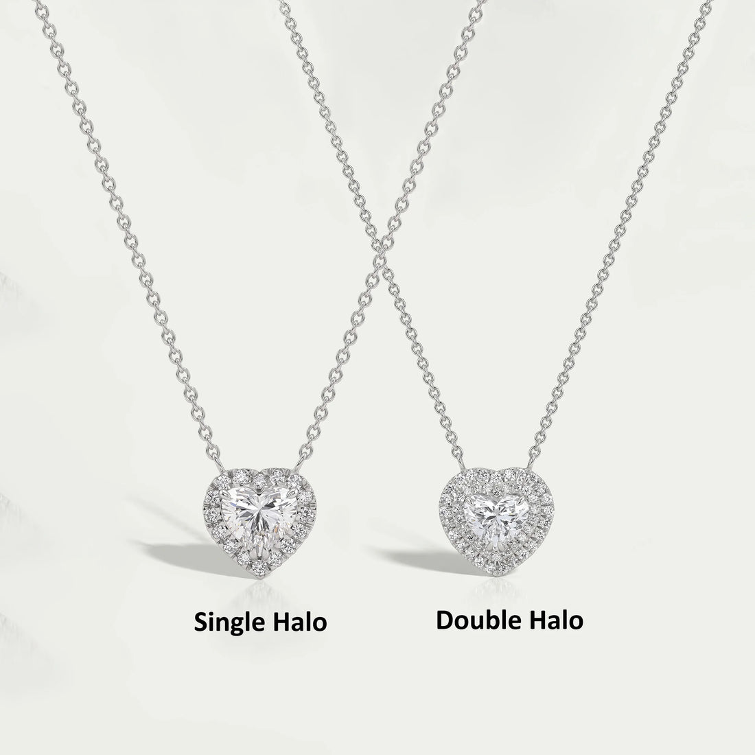Heart Cut Lab Grown Diamond Double Halo Pendant Necklaces