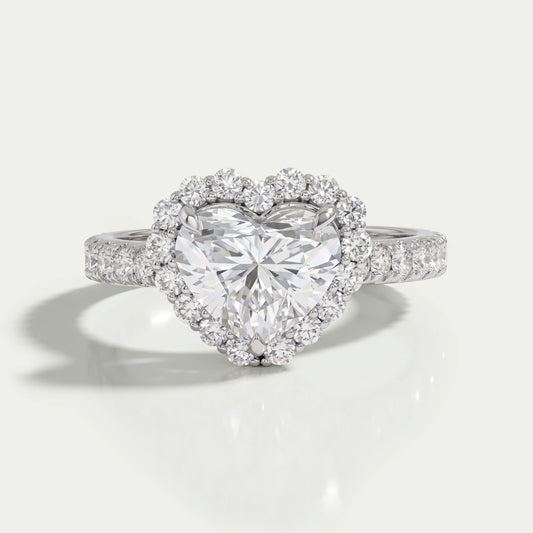 Heart Lab Diamond Halo Engagement Ring Ring