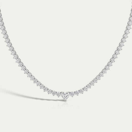 Heart And Round Lab Diamond Tennis Necklace Necklaces