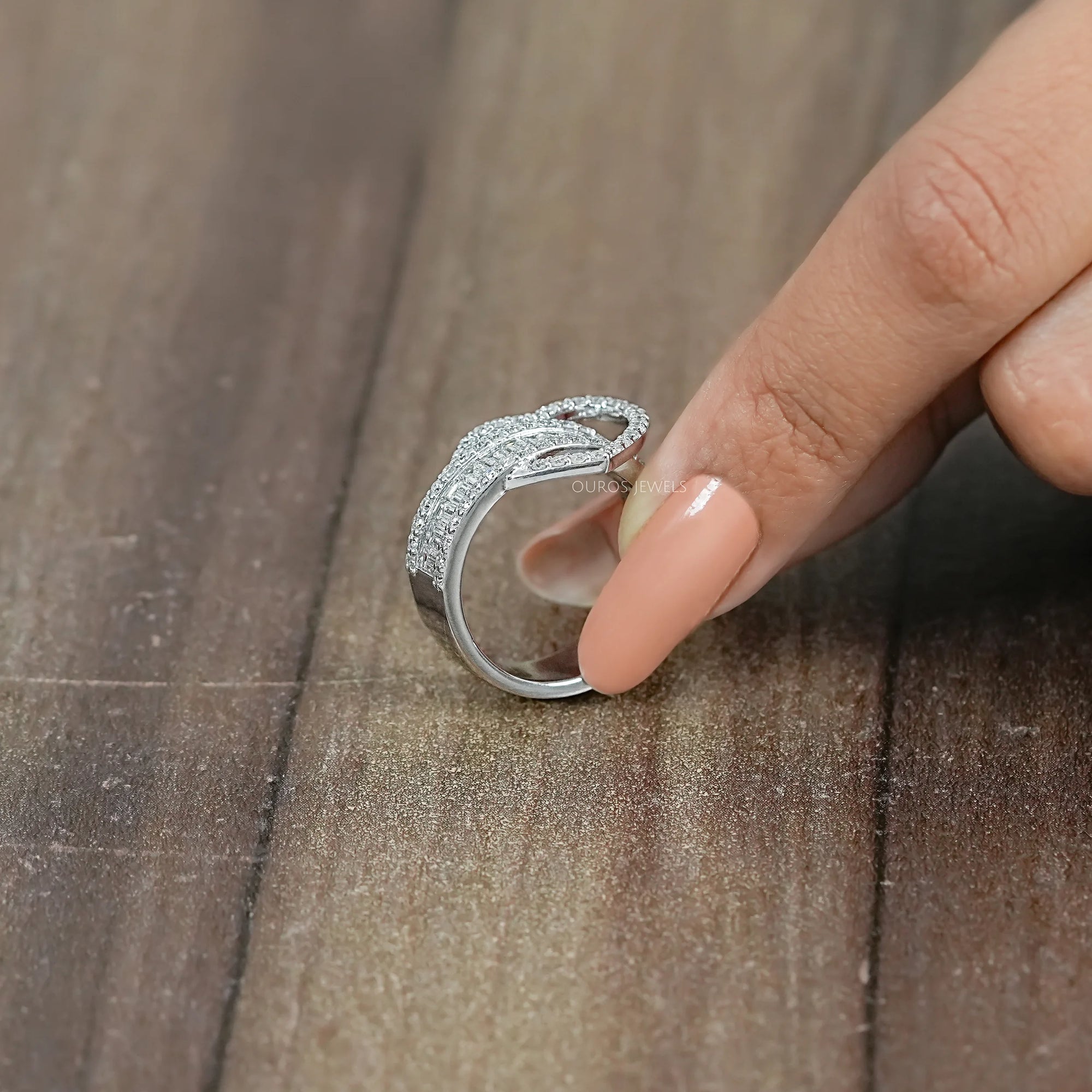 Heart Shape Baguette Half Eternity Band Ring
