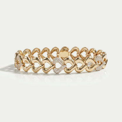 Pave Set Heart Link Bracelet Bracelet