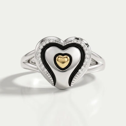 Heart Shape Round Diamond Signet Ring Ring