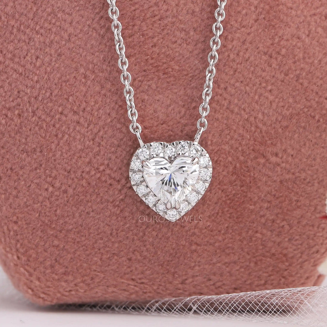 Heart Cut Lab Grown Diamond Double Halo Pendant Necklaces