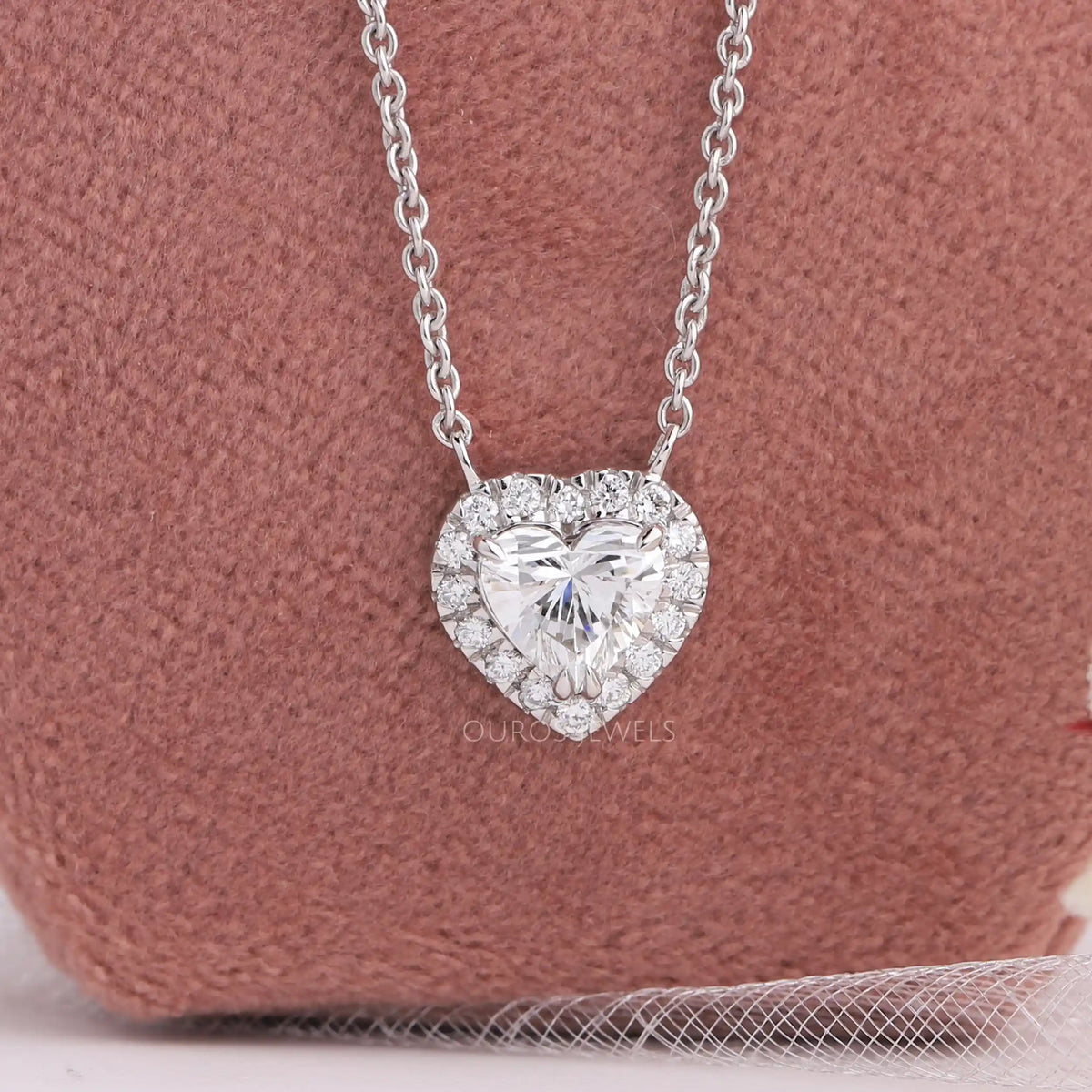Heart Cut Lab Grown Diamond Double Halo Pendant Necklaces