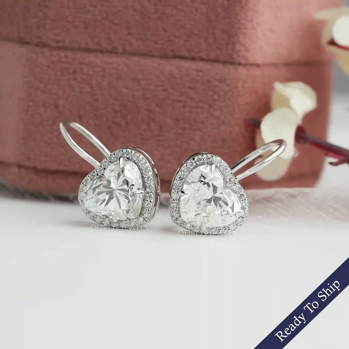 1/2 CT. T.W. Multi-Diamond Heart-Shaped Stud Earrings in 10K White Gold |  Zales