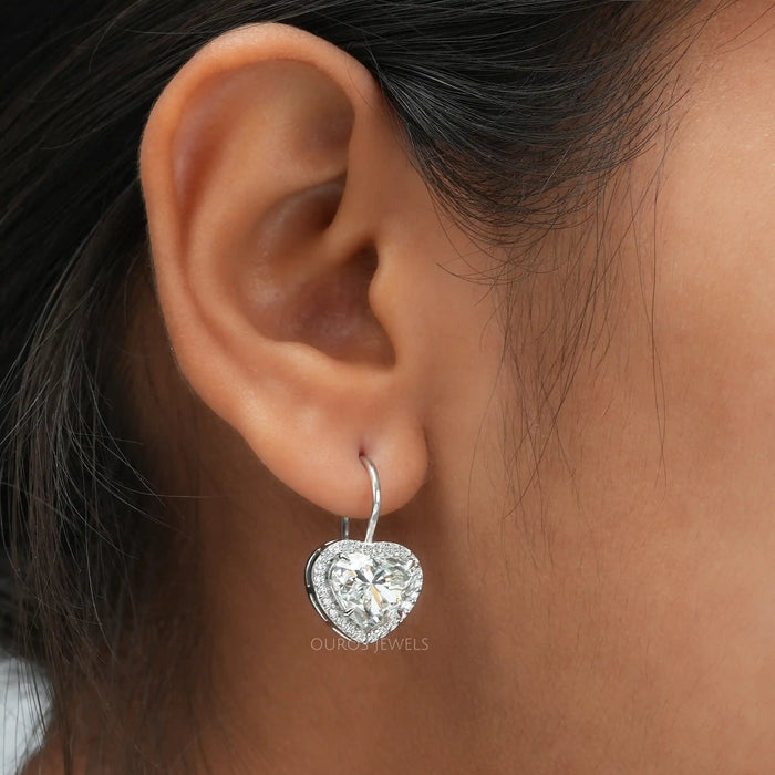 Heart shaped diamond dangle earrings deals