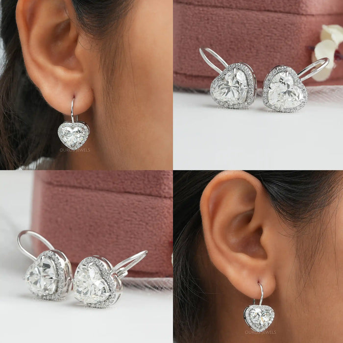 [Four Picture of Heart Diamond Earrings]-[Ouros Jewels]