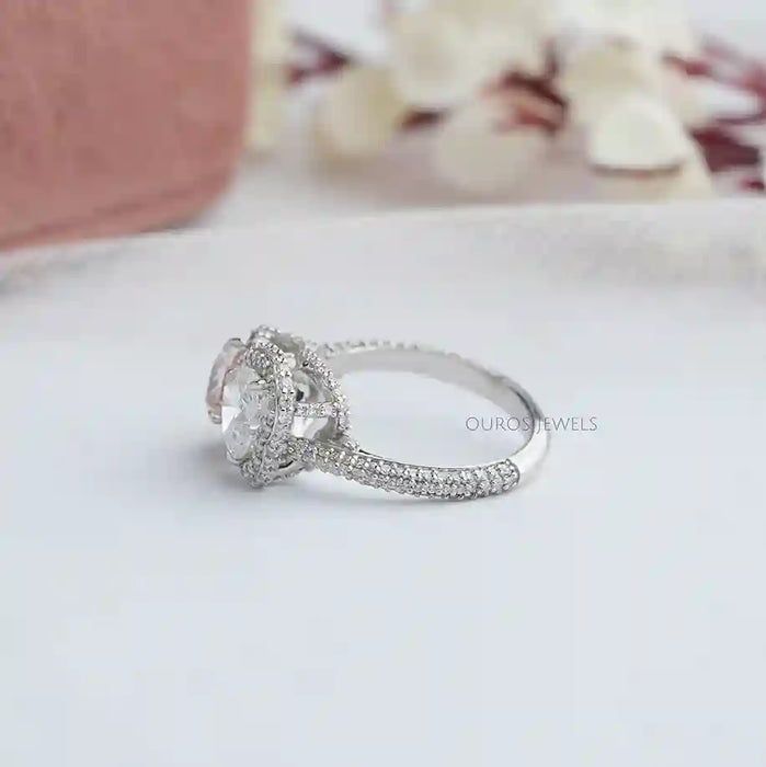 [14k White Gold Accent Diamond Engagement Ring]-[Ouros Jewels]