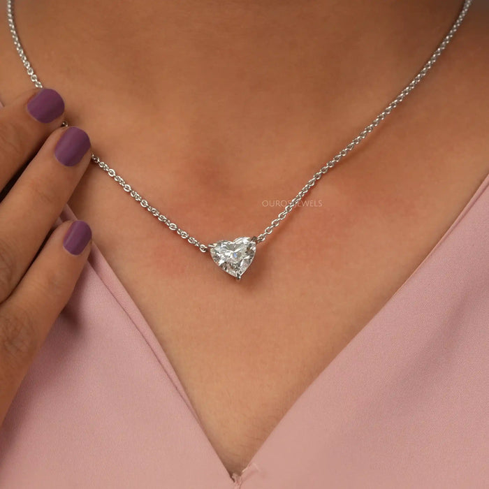 Simple diamond heart online necklace