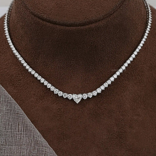 Heart And Round Lab Diamond Tennis Necklace Necklaces