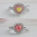 [Fancy Yellow and Pink Heart Shaped Lab Created Double Halo Diamond Engagement Ring]-[Ouros Jewels]