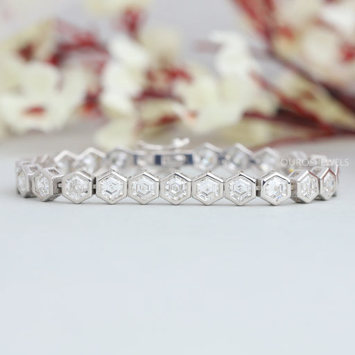 Hexagon Cut Bezel Set Tennis Bracelet