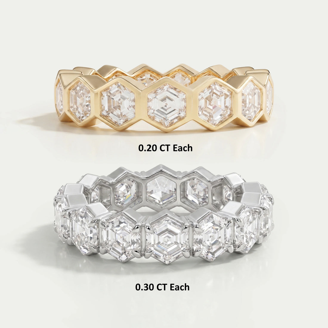 Hexagon Cut Lab Diamond Full Eternity Diamond Band Rings