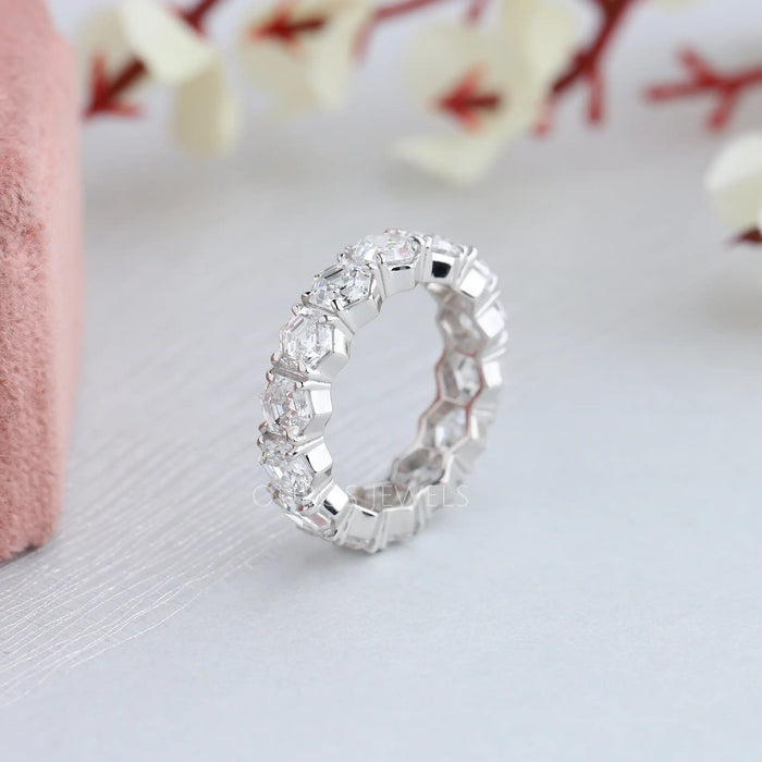 [Side View of Hexagon Cut Eternity Band]-[Ouros Jewels]