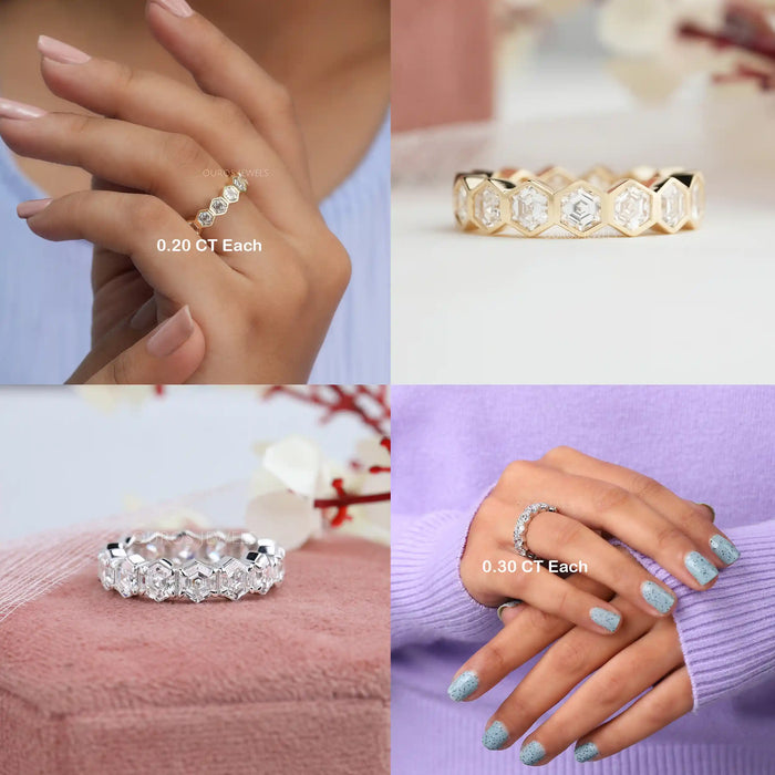 [Collage of Hexagonal Wedding Band]-[Ouros Jewels]